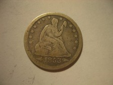 1853-P with arrows and rays Seated liberty quarter