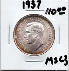 1937 Canada Silver 50 cents coin - BU