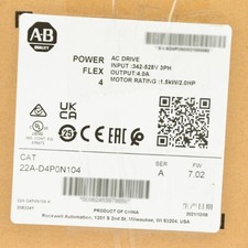 Allen-Bradley AB 22A-D4P0N104 PowerFlex 4 1.5kW 2.0HP AC Drive New Sealed