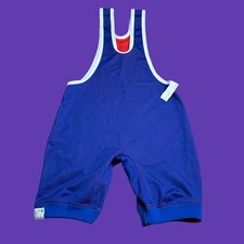 NOS Vintage Matman Wrestling Singlet S Adult Blue Red USA Made Men's Grappling