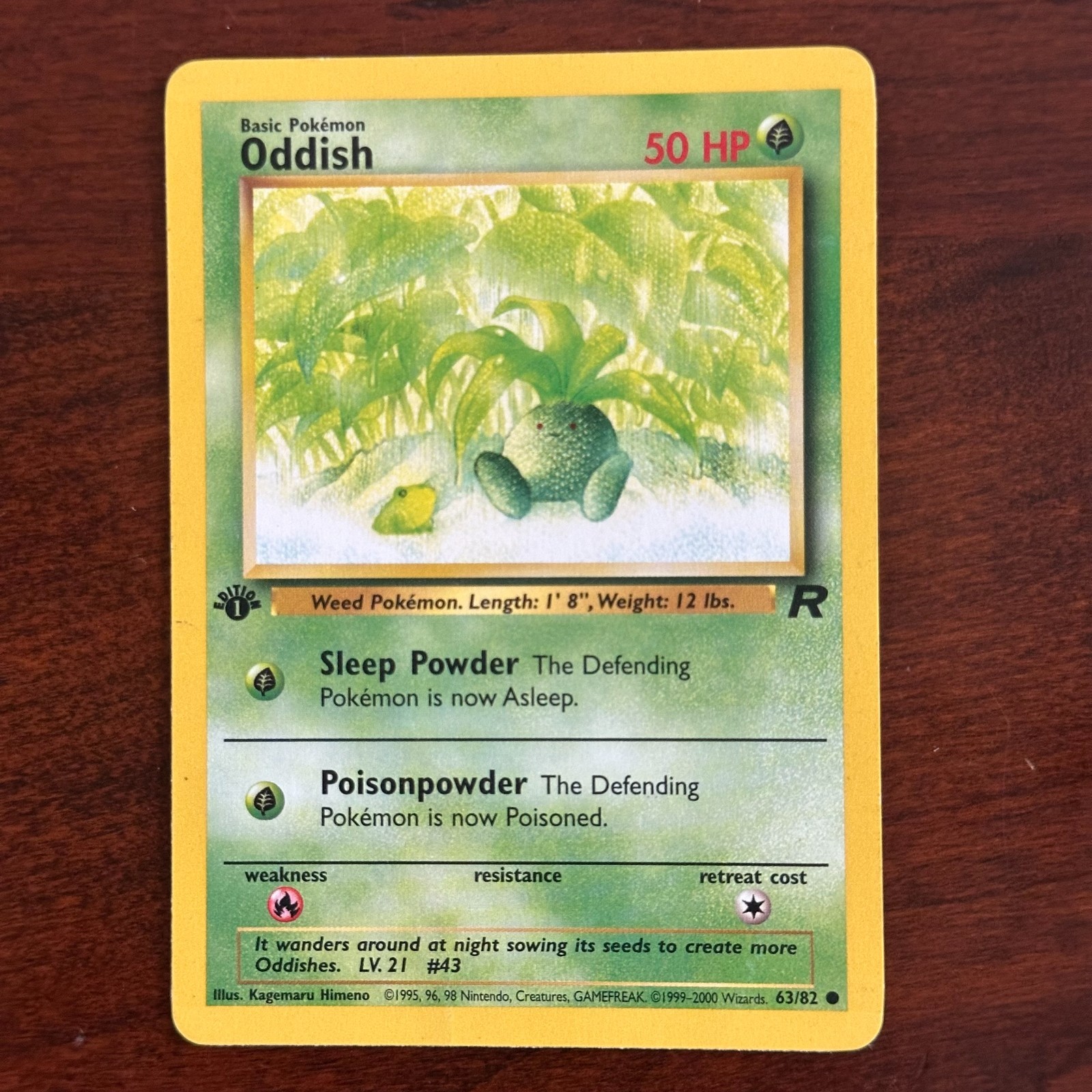 1st Edition Oddish 63/82 Common Team Rocket Pokemon Card