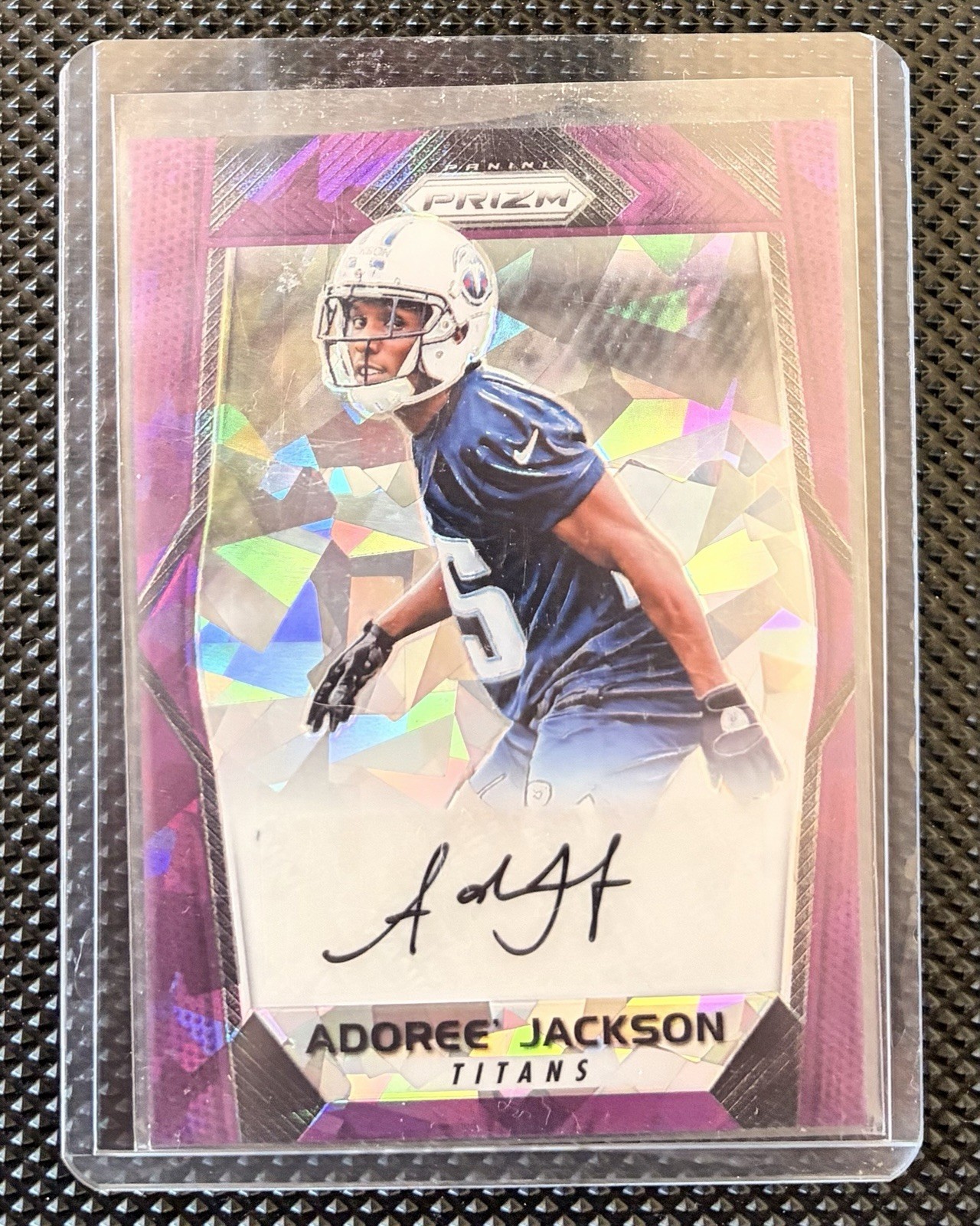 Adoree' Jackson Panini Prizm Rookie Autographs #AJ Purple Crystals