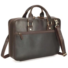 Polare Full Grain Leather Bible Cover Carrying Book Case Large Dark Brown