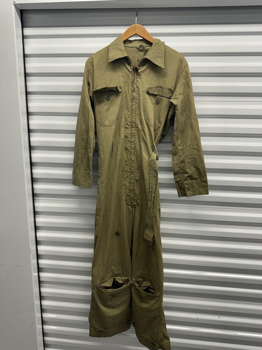 Vintage 1950s USAF WWII Belted Military Coveralls Flight Suit