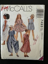 7493 McCall's SEWING Pattern Girl 1990s Jumpsuit Dress Size 7 8 10