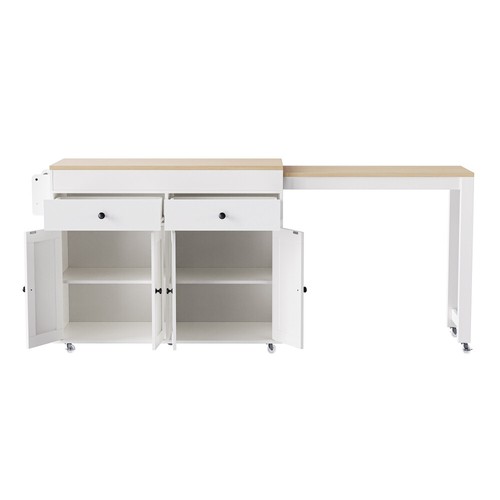 Kitchen Island 74.5 inch with Extendable Dining Table , Rolling Kitchen Island - Picture 18 of 24