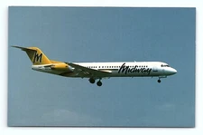Fokker 100 N107ML MSN 11450 Midway Airlines Washington Airport Vintage Postcard