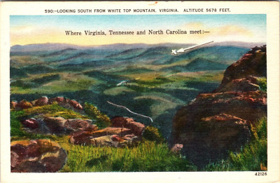 Looking South from White Top Mountain VA Where VA, TN & NC Meet Vintage Linen PC