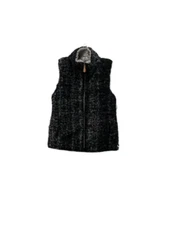 NWOT SIMPLY SOUTHERN Womens Black Grey Super Soft Teddy Vest Preppy Size S