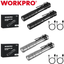 WORKPRO 2PCS Rechargeable Pen Light Mini Flashlight Ultra-Compact EDC Flashlight