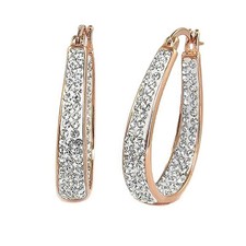 Women's 18Kt Rose Gold Plated Austrian Crystal Inside Outside Hoop