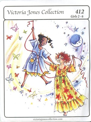 Girls' Dress w/3 Variations & Nightgown 2-6 Victoria Jones Sewing Pattern # 412