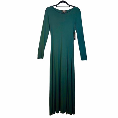Lulu's Maxi Dress Womens Size Small Dark Green Long Sleeve High Side Slit  NWT | eBay