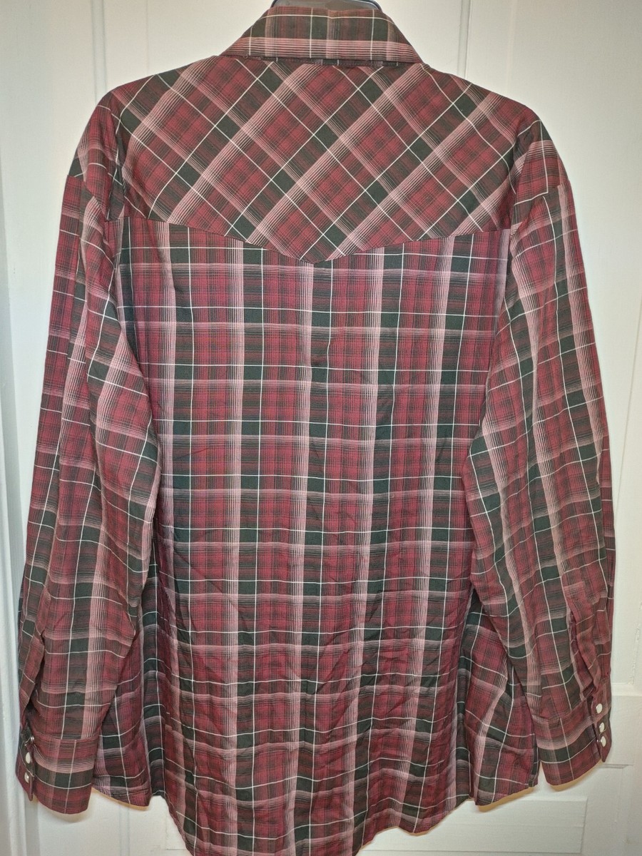 Plains Western Wear Mens Pearl Snap Button Up Long
