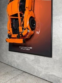 Art Holder Frame on the Wall 80x50 cm.  Technic 42056 Porsche 911 GT3 RS Orange