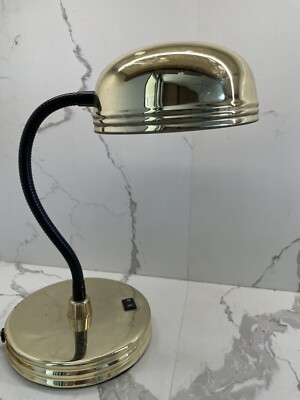 MCM 80s Gold Brass Black Gooseneck Table Desk Lamp Helo Leuchten Style Cheyenne