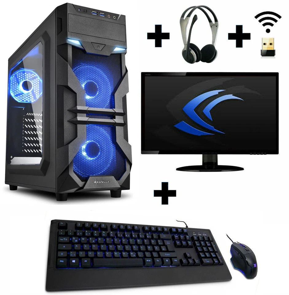 Gamer PC Komplett-Set AMD 4100 4x 3,8 Ghz Geforce GT730 8GB 1TB Gaming Win10 - Bild 2 von 3