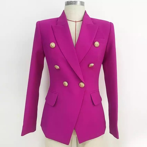 Double Breasted Hot Fuchsia Blazer With 