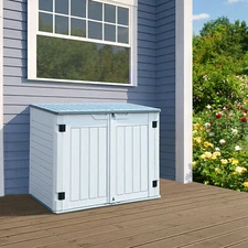 27-Cu Ft Resin Shed, All-Weather Plastic Outdoor Storage,Gray,Storage Deck Box