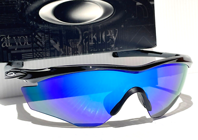 NEW OAKLEY M2 FRAME XL Shiny Black w POLARIZED Galaxy Blue Mirror