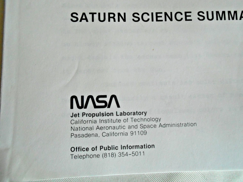 NASA Voyager Saturn Science Summary 1983 by Jet Propulsion Lab 15 Pages - Image 2 of 4