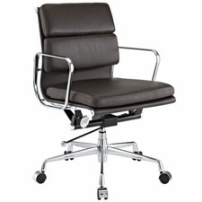 Image of Modern Style Low Back Soft Pad Office Chair Dark brown For Office & Home