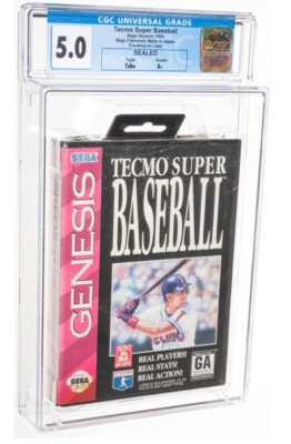 Tecmo Super Baseball - CGC 5.0 A+ Sealed, Sega Genesis 1994 - Not Wata