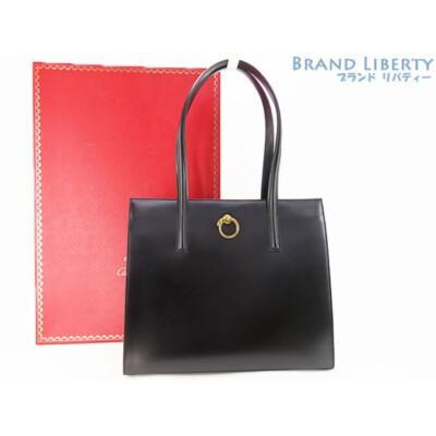 Cartier Panther shoulder bag tote handbag business black calfskin