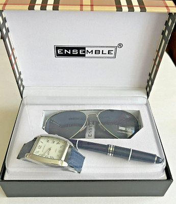 Ensemble 3-piece Men's Gift Set: Quartz Watch, Sunglasses & Pen - New & Sealed
