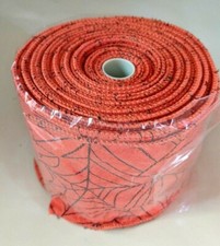 4" x 10 yards Felt spider web wired ribbon - Halloween Ribbon