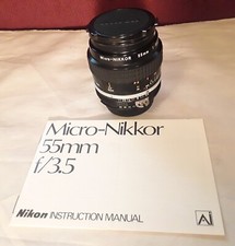 Nikon Micro-Nikkor 55mm f/3.5 Manual Focus Camera Lens with B W Lens Filter