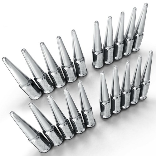 Set of 20 Steel Extended Spike Lug Nuts 4.5" Long 1/2"-20 RHT CHROME Finish 5CH5 - Picture 6 of 9