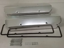 Aluminum Fabricated Tall Valve Covers 1/4" Billet Rail Chevy SBC 350 w/ Gasket