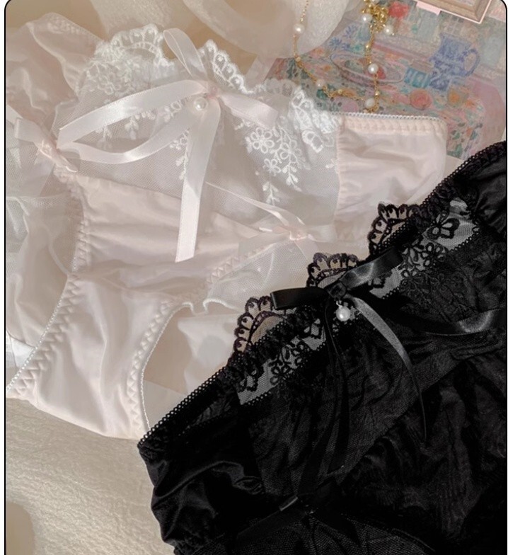 Lolita Sweet Mori Girls Bow Bra Sets Japanese Underwear Ruffles Panties Briefs e Lolita Sweet Mori Girls Bow Bra Sets Japanese Underwear Ruffles Panties Briefs e