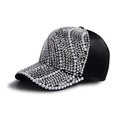 Bling Baseball Cap Rhinestone Pearl Glitter Hat Snapback Hip  display picture 2