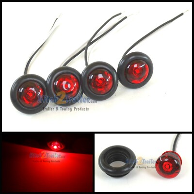 4 pack - TecNiq Red 3/4'' LED Bullet lights Clearance Marker Trailer Truck USA