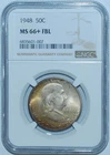 1948 NGC MS66+FBL Full Bell Lines Franklin Half Dollar