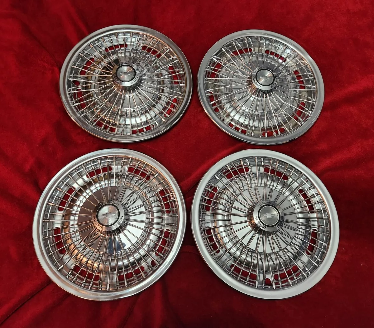 4 1967 Chevy Spoke Hubcaps Chevelle Wire Wheel Covers 1968 1969 1970 1971 1972