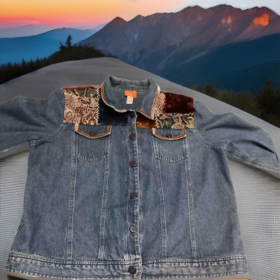 Chaqueta vaquera para mujer talla 14 corazones de palma adornada con botones (CB2WB8) Foto 2 de 4