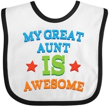 Inktastic My Great Aunt Is Awesome Baby Bib Niece Nephew Grand Cute Kids Gift