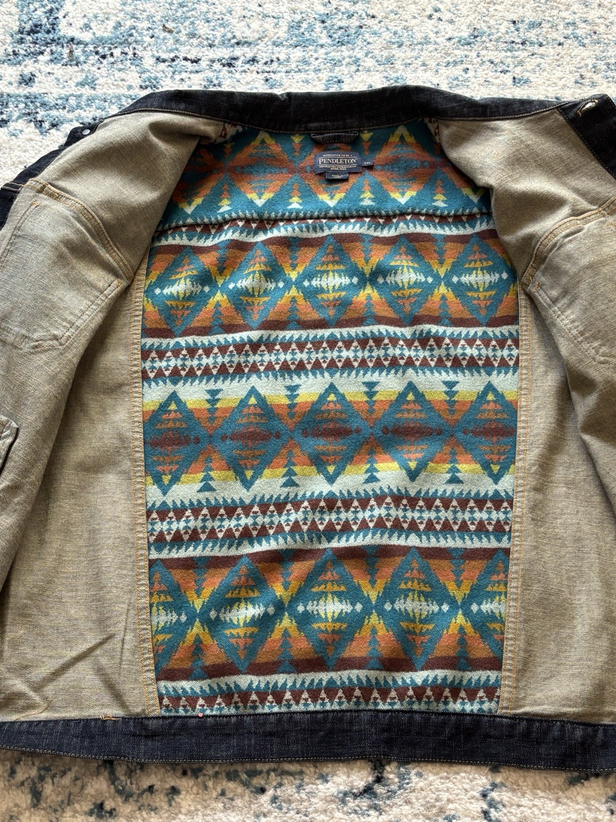 Pendleton Men’s Denim Jacket With Southwestern Az… - image 2