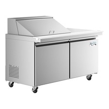 60" 2 Door Mega Top Stainless Steel Refrigerated Sandwich Prep Table Workstation