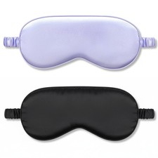 2Pack Silk Sleep Mask,IEKEODI Eye Mask for 2 Count Pack of 1 , Black purple