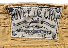 Rivet De Cru Medium Wash Straight Mae Men's Blue Jeans, Size 44x34 Maize Yellow