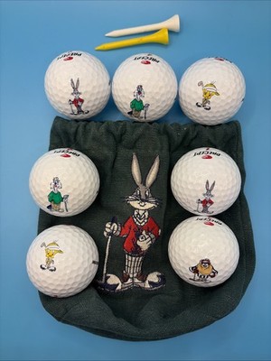 Vintage Looney Tunes Golf Ball Set w/bag and Tees of 7 Bugs Tweety