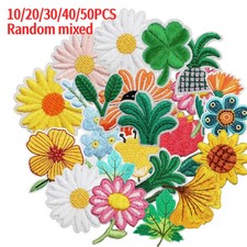 20/30/40/50pcs Random Flower Animal Plant Embroidered Iron-on Patches