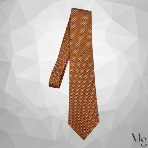 ERMENEGILDO ZEGNA Orange Geometric Silk Tie Made In Italy 58”-3.7" EX COND - Picture 5 of 5