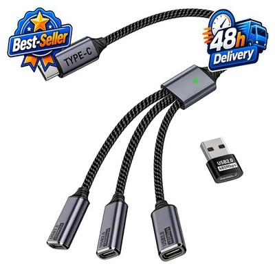MIXVIRGO USB C Splitter 1 in 3 USB-C Out Power Charging Data Cable