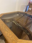 Set of 2 Octagonal Glass Top Wood End/Side Tables, Brown Medium Wood Tone — photo 2