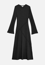 M&S Womens Jersey Textured Midaxi Relaxed Skater Dress size 18 Tall Black